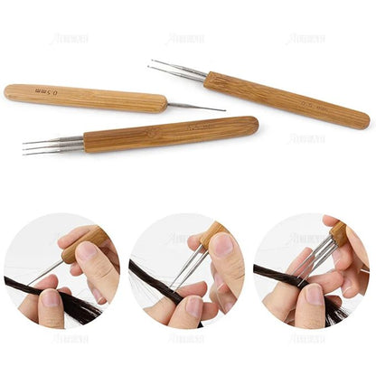 Wooden Hook Crochet Dreadlock Hair Needle – 1/2/3 Head Options