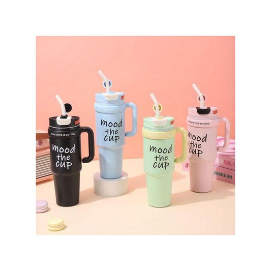 Mood "The Cup" Insulated Stainless Steel Travel Mug with Handle & Straw Lid