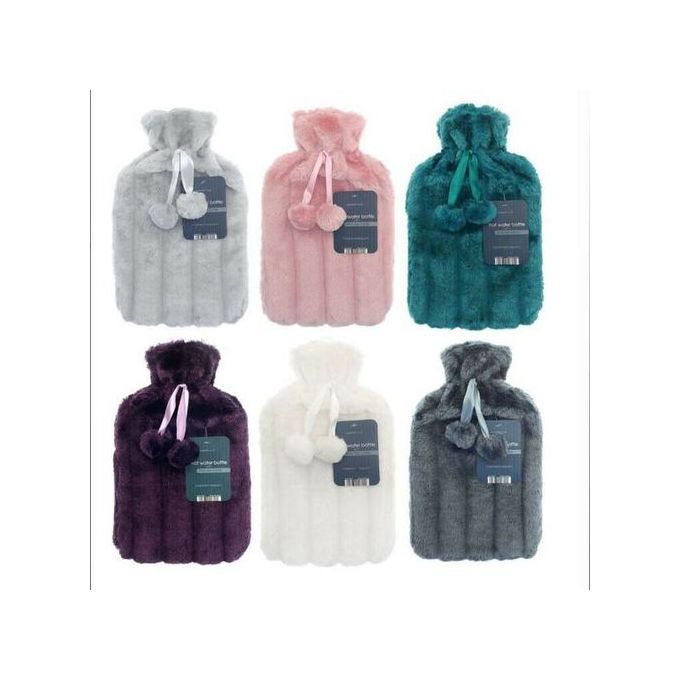 2L Luxury Soft Faux Fur Hot Water Bottle Bag – For Heat Therapy & Pain Relief