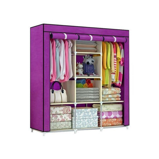 HOMMY 3-Column Portable Wardrobe – Purple Elegance Meets Practical Storage