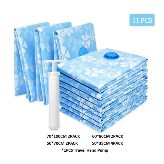 11-Piece Vacuum Compression Storage Bags Set with Pump