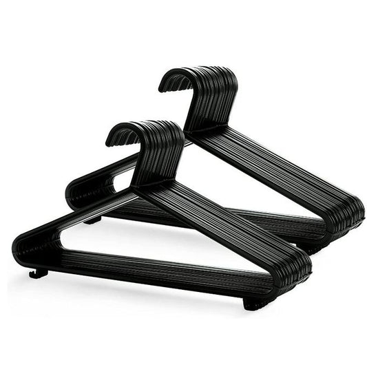 Pack of 12 Black Heavy-Duty Plastic Hangers