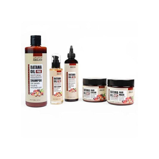 AMALICO Batana Oil Hair Care Set of 5 (Shampoo, Oil, Cream, Mask & Serum)