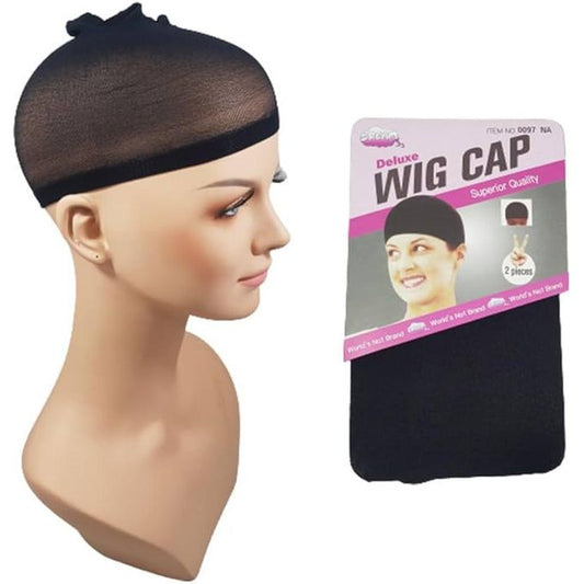 2Pc Black Stretchy Wig Cap