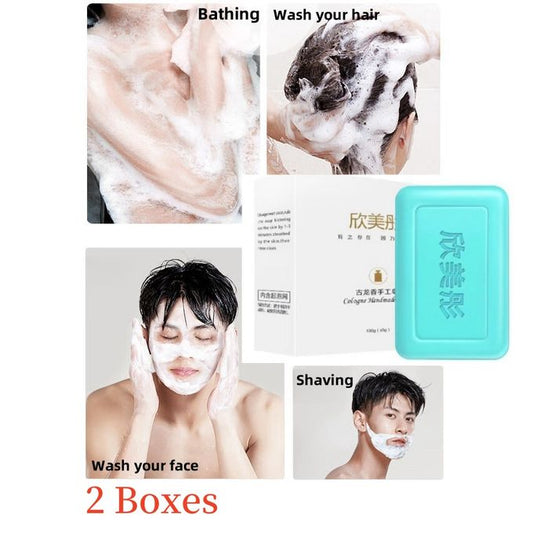 2 PCS Cologne Scented Cleansing Bath & Shampoo Multi-Purpose Handmade Soap