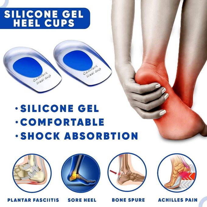 2pcs Silicone Comfort Heel Cups – Shock Absorption Pads & Insoles