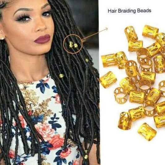 Adjustable Hair Braid Beads Rings Cuffs – Gold Metal (50pcs / 100pcs)