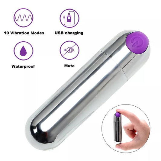 Super Powerful Rechargeable Bullet Vibrator – 10 Vibration Modes | Silent & Waterproof