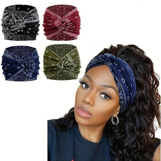 4pcs/Pack Bohemian Soft Twist Knotted Wide Edge Headband – Women’s Turban Style