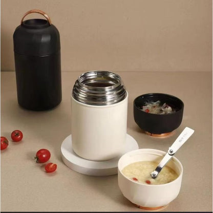 Stainless Steel Food Flask with Foldable Spoon – Hot & Cold Insulated Thermos (1050ml)