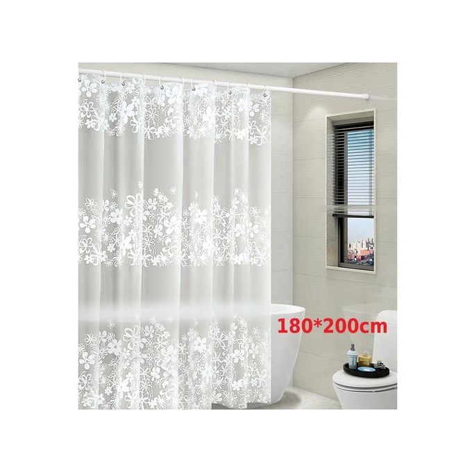 PEVA Waterproof Floral Shower Curtain – 180×200cm