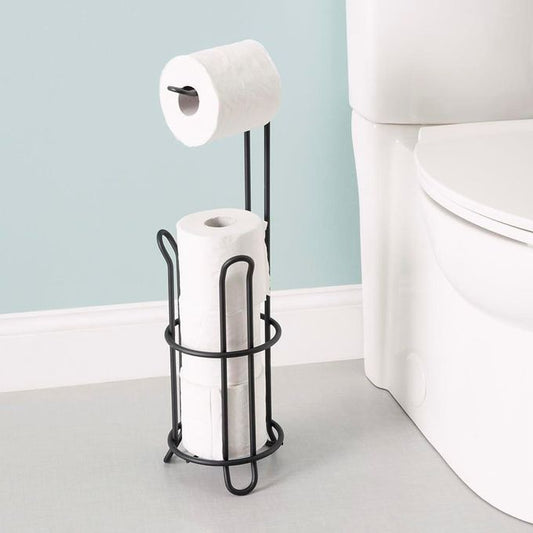 Simple Black Metal Heavy Duty Toilet Paper Holder with Dispensing Top