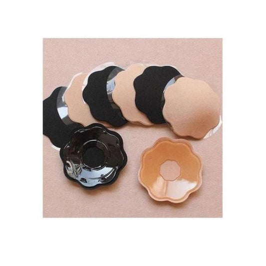 Breast Petal Nipple Covers For Women, Reusable Silicone Nipple Covers/Protectors - Black