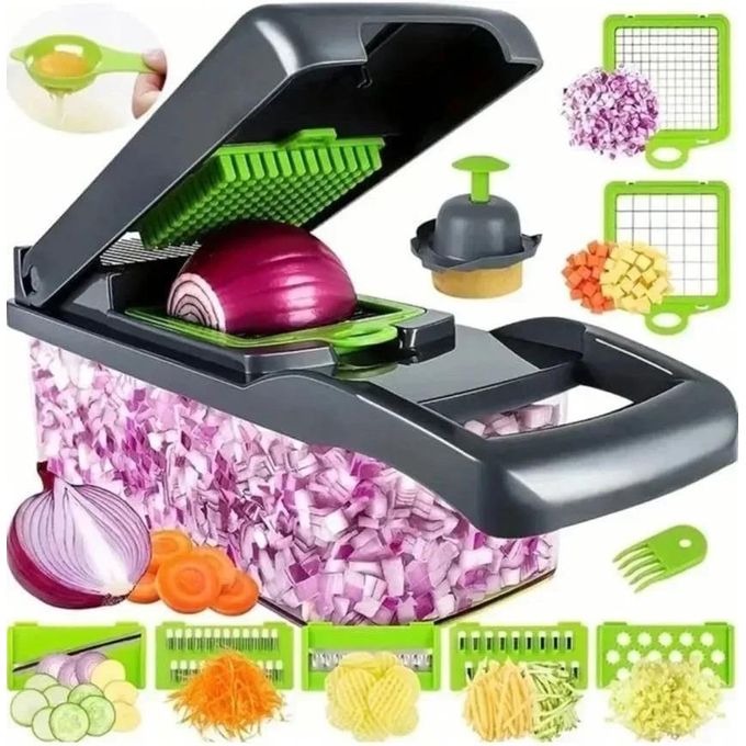 14 in 1 Professional Mandoline Slicer – Multifunctional Food Chopper Cutter with 6 Blades & Filter Basket