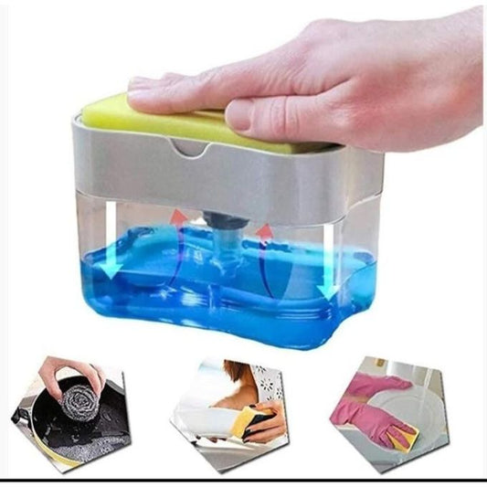 2 in 1 Dish Soap Pump Dispenser and Sponge Holder for Kitchen Sink
