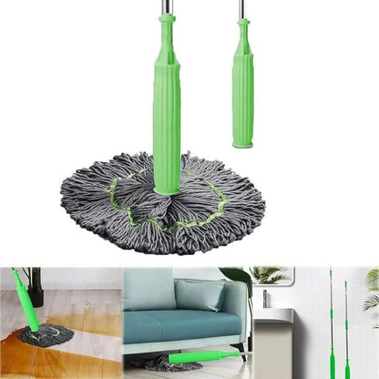 2 in 1 Self-Wringing Dehydrated Mop with Microfiber Strands for Floor Cleaning