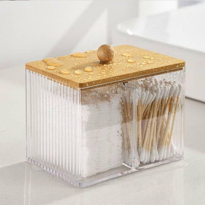 Acrylic Storage Box with Bamboo Lid – Makeup, Cotton Pads & Jewelry Holder