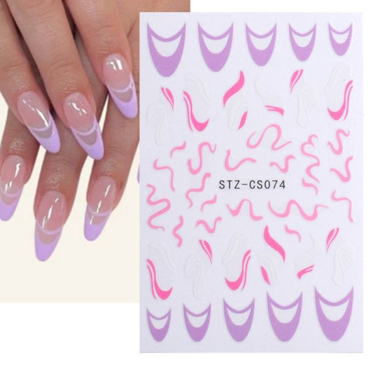3 PCS Manicure Sticker Pop Stripe Line Nail Sticker