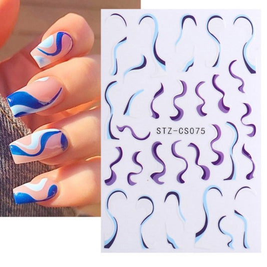 3 PCS Manicure Sticker Pop Stripe Line Nail Sticker