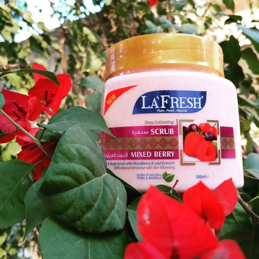 La Fresh Exfoliating Face and Body Scrub with Mixed Berry Extract