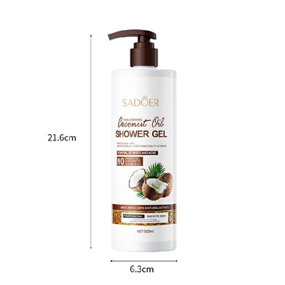 SADOER 500ml Coconut Body Wash Amino Acid Clean gently Nourishing skin Moisturizing Fragrance Shower Gel remove dirt Remove mites Moisturize the cuticle grease control