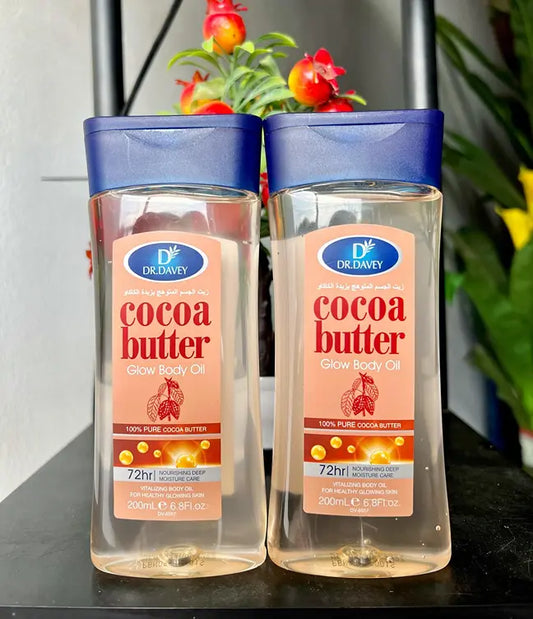 Dr. Davey Cocoa Butter Glow Body Oil With 100% Pure Cocoa Butter.