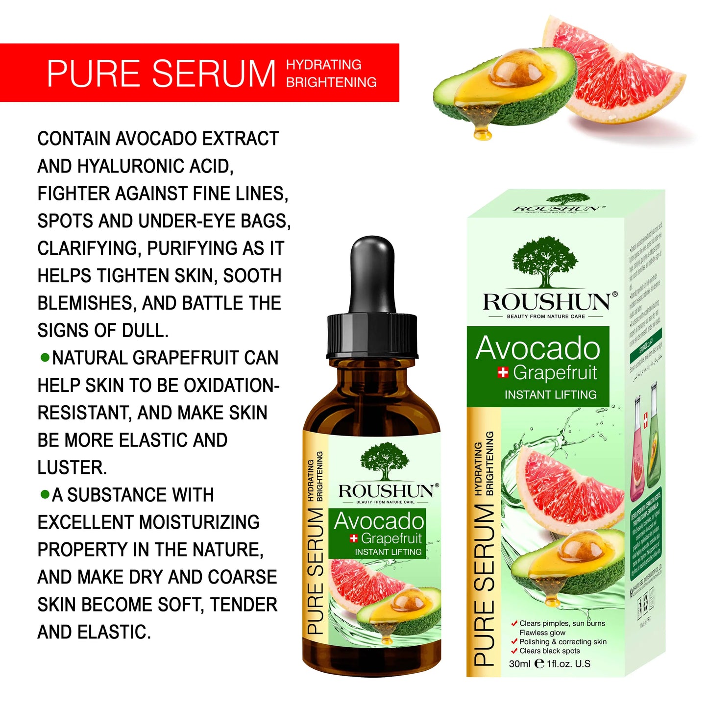 Roushun Avocado Hydrating and Brightening Pure Serum