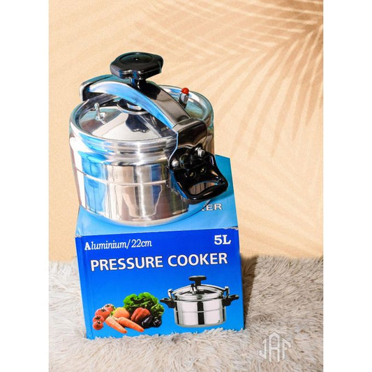 Aluminium Pressure Cooker – Non-Explosive, 2-Handle (5 Litres)