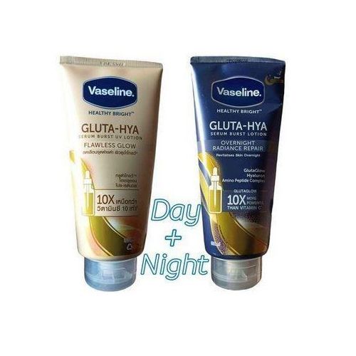 Vaseline Complete Day and Nght Facial Moisturizing Kit Am and PM GLUTA-HYA Serum Burst UV Lotion FLAWLESS GLOW 10X + GLUTA-HYA Serum Burst Lotion Overnight Radiance Repair