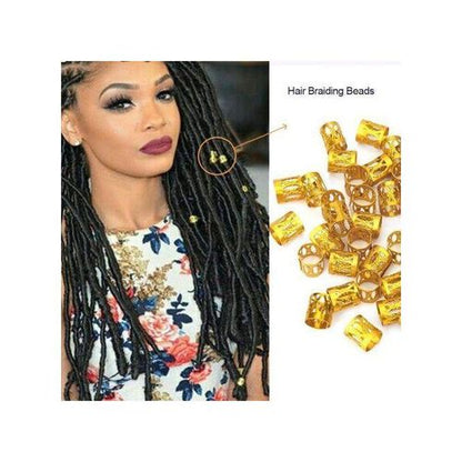 50pcs Adjustable Hair Braid Beads Rings Cuff Metal