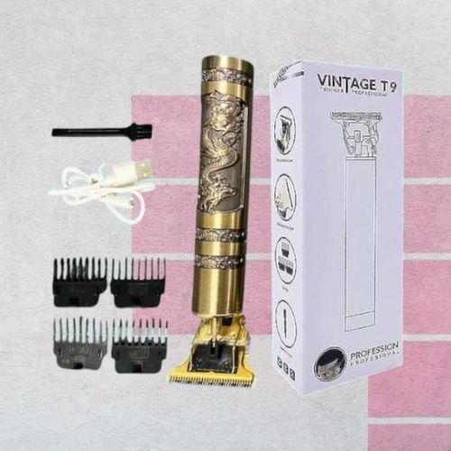 Vintage T9 Dragon Metallic Body Gold Cordless Professional Wireless Hair Clipper Trimmer Shaver Safe for All Skin Types With Powerful Motor