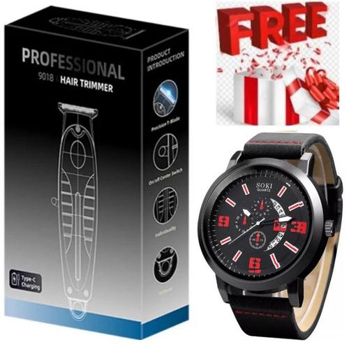Best Electric Barber Hair Trimmer For Men Beard Hair Clipper Cordless Hair Cutting Machine Rechargeable + Extra GIFT Men Watch Quartz Wrist Watch & Bracelets
