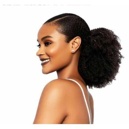 Kinky curly 4B/4C drawstring ponytail extension no 1 black