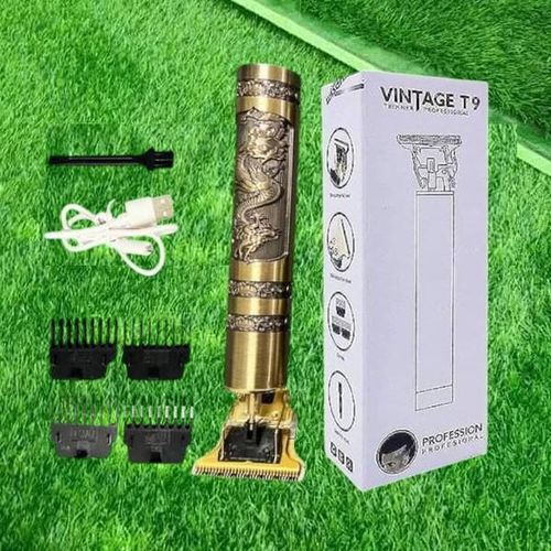 Vintage Stainless Steel Blades Anti Slip Grip Cordless T9 Professional Hair Trimmer Clipper Kinyozi Shaver