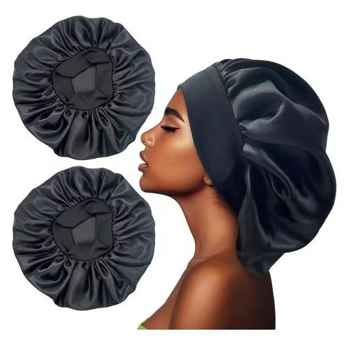 Women Night Sleep Hair Caps Silky Bonnet Satin Double Layer Adjust Head Cover Hat Shower Cap for Curly Hair Styling Accessories