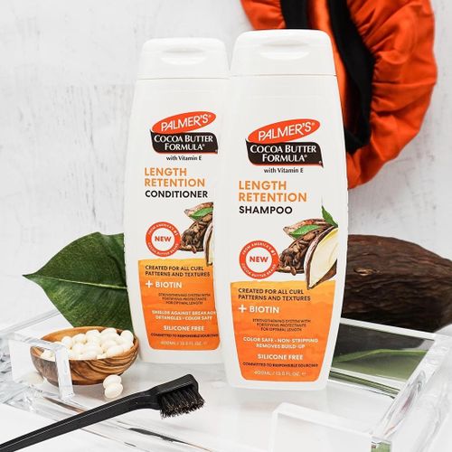 PALMER'S cocoa butter length retention shampoo and conditioner