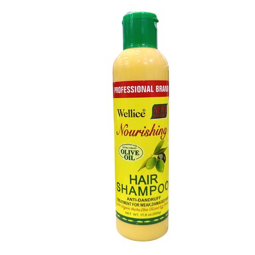 Wellice New & Improved Extra Virgin Olive Oil Anti Dandruff Shampoo for weak & damaged hair. Moisturizes, Nourishes, Prevent & Remove dandruffs, Strengthens, Make hair smooths & Shinny