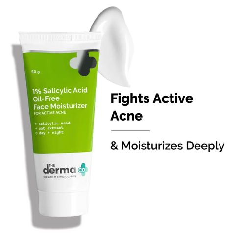 The derma co 1% Salicylic Acid Oil-Free Moisturizer with Oat Extract – For Active Acne
