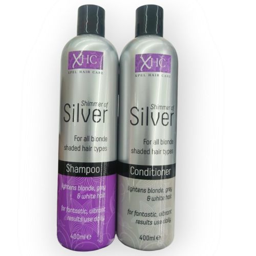 XHC Shimmer Of Silver Shampoo + Conditioner For Blonde Shaded Hair Types - Lightens Blonde Gray_Gray & White Hair pp