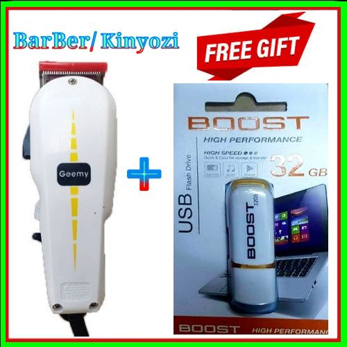 Geemy Professional Hair/Shaving Machine/kinyozi & 32GB Flash Disk