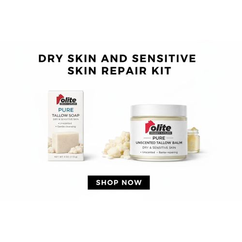 PURE UNSCENTED TALLOW BALM + TALLOW BAR SOAP FOR DRY ,SENSITIVE AND ECZEMA REPAIR KIT