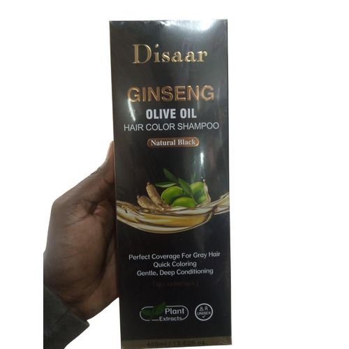 Disaar Natural Black Hair Color Shampoo with Ginseng & Olive Oil – Long-Lasting Grey Coverage