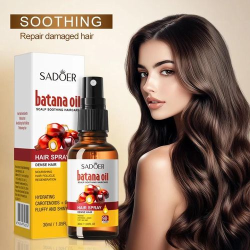 SADOER Batana Scalp Soothing Hair Spray Essential Oil Smoothing Conditioner Liquid Cleanser Batana Oil Hair Growth Serum, Triple Roll On Massager for Scalp Care, Hair Strengthening Serum for All Hair Types