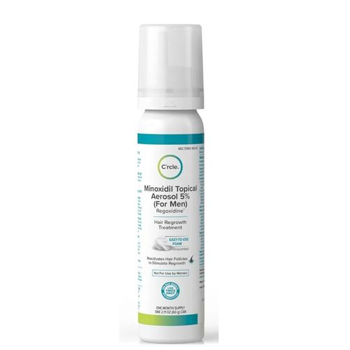 C'rcle Men's Minoxidil 5% Foam. Helps Restore Vertex Hair Loss & Thinning Hair. Extra Strength Supports Hair Regrowth for Men. Unscented Hair Loss Treatments for Men.