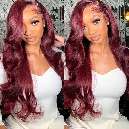 Virgin Human Hair Collections 99J Burgundy Body Wave Wig – Human Hair / Natural Look