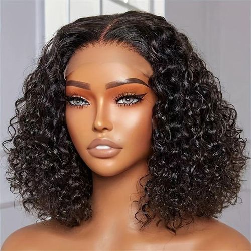 Water wave deep curls human hair wig hd lace frontal 16inch