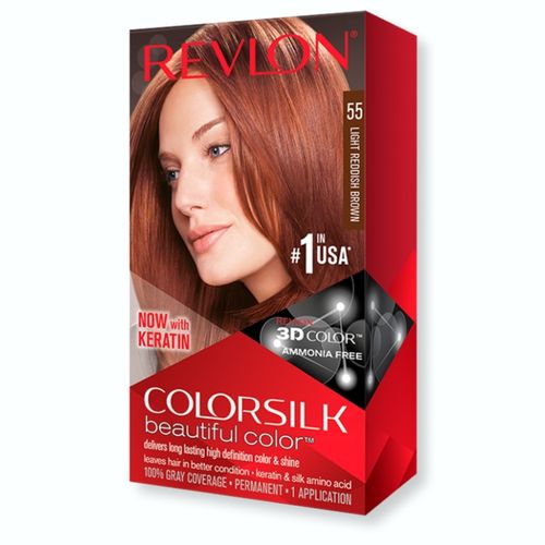 Revlon ColorSilk Light Reddish Brown - 55 (60ml + 60ml +10ml)