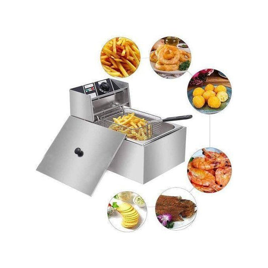 Globalstar 6 Litres Stainless Steel Double Electric Deep Fryer Machine (Chips/Chicken/Mandazis)