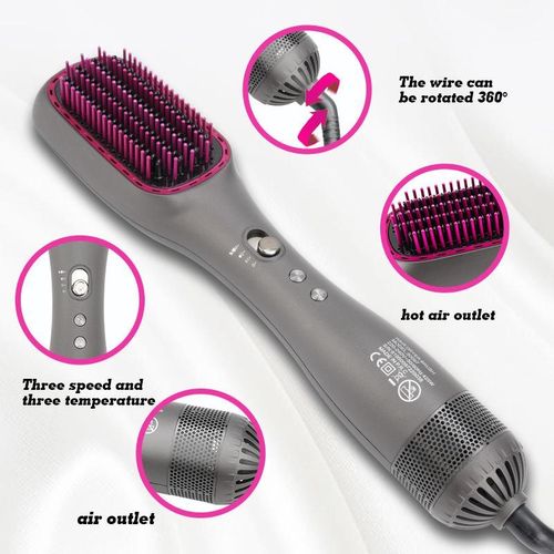 Dsp High quality Ceramic Hair Straightener Brush 2-in-1 Ionic Straightening Brush with Dry and wet function Anti-Scald Feature, Auto Temperature Lock & Auto-Off, Function