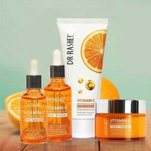 DR RASHEL 4 IN 1 Vitamin C Face Cleanser +Serum + Cream +Eye Serum